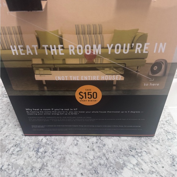 Vornado 200 Room Heater Charcoal Grey Electric With Fan.  New Open Box. - Picture 10 of 16